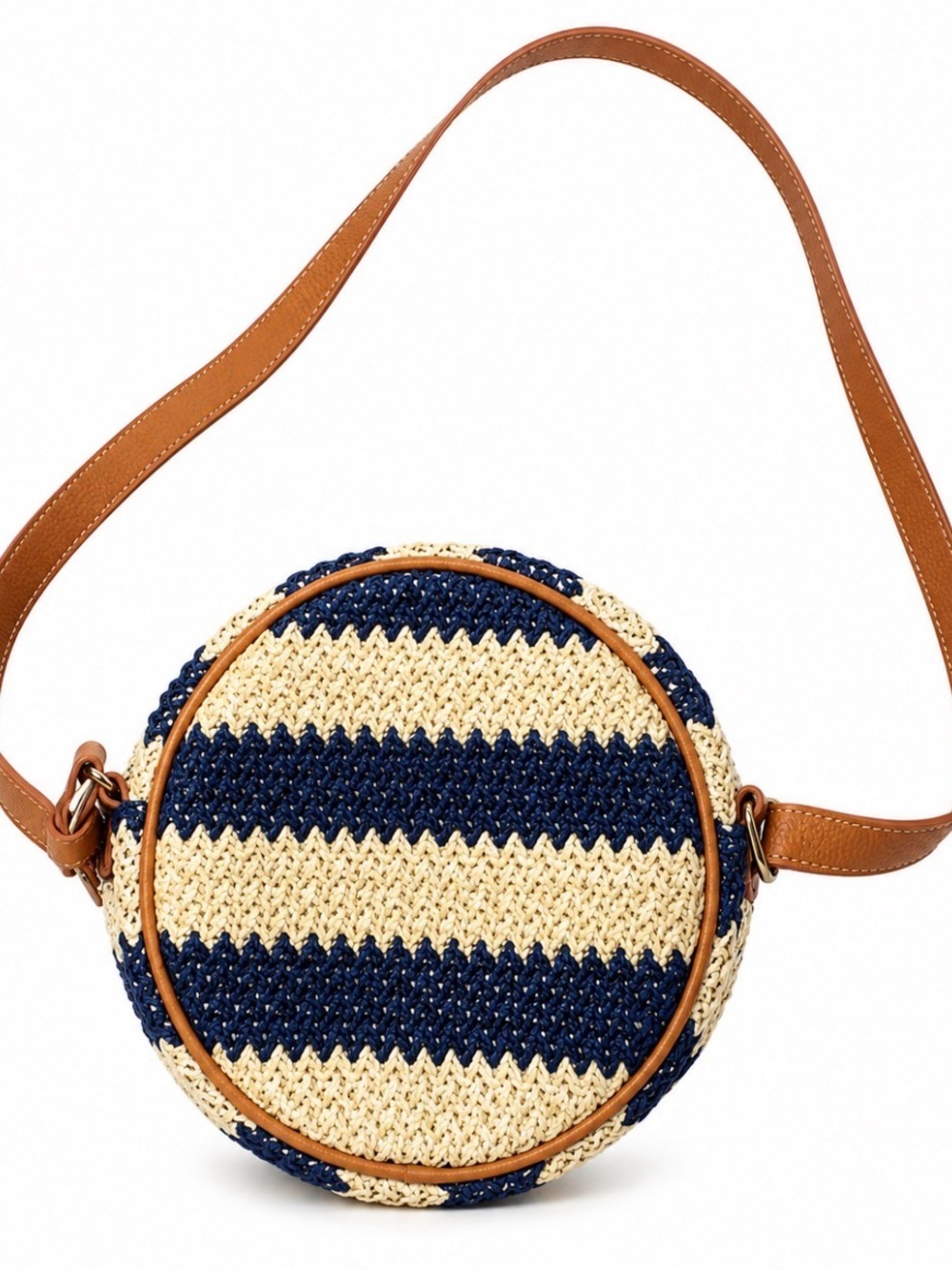 Thirty-One Bags Thirty One Roundabout Cross body Color Blue/White straw bag